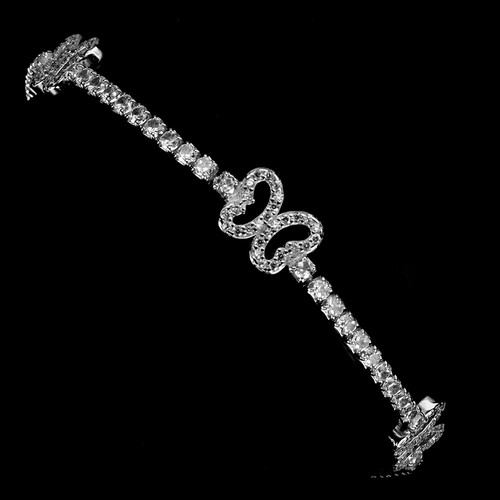 925 Sterling Silver Bracelet Round Simulated Cz 2mm Gemstone Jewelry 7.5 Inches - Picture 2 of 13