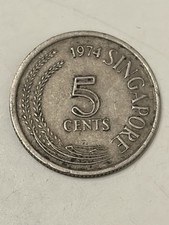 1974 Singapore 5 Cents Coin