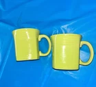 Set of 2 Lime Green Fiesta Ware Square Bottom Mugs Homer Laughlin Chartreuse