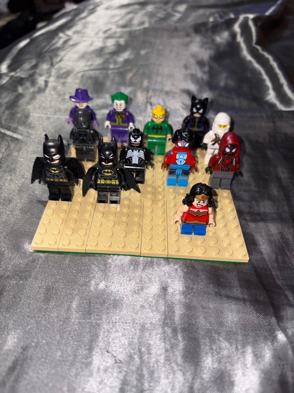 lego mini figures. Jokers, Batman, Ultron, Spiderman, Iron fist. Lego ninjago