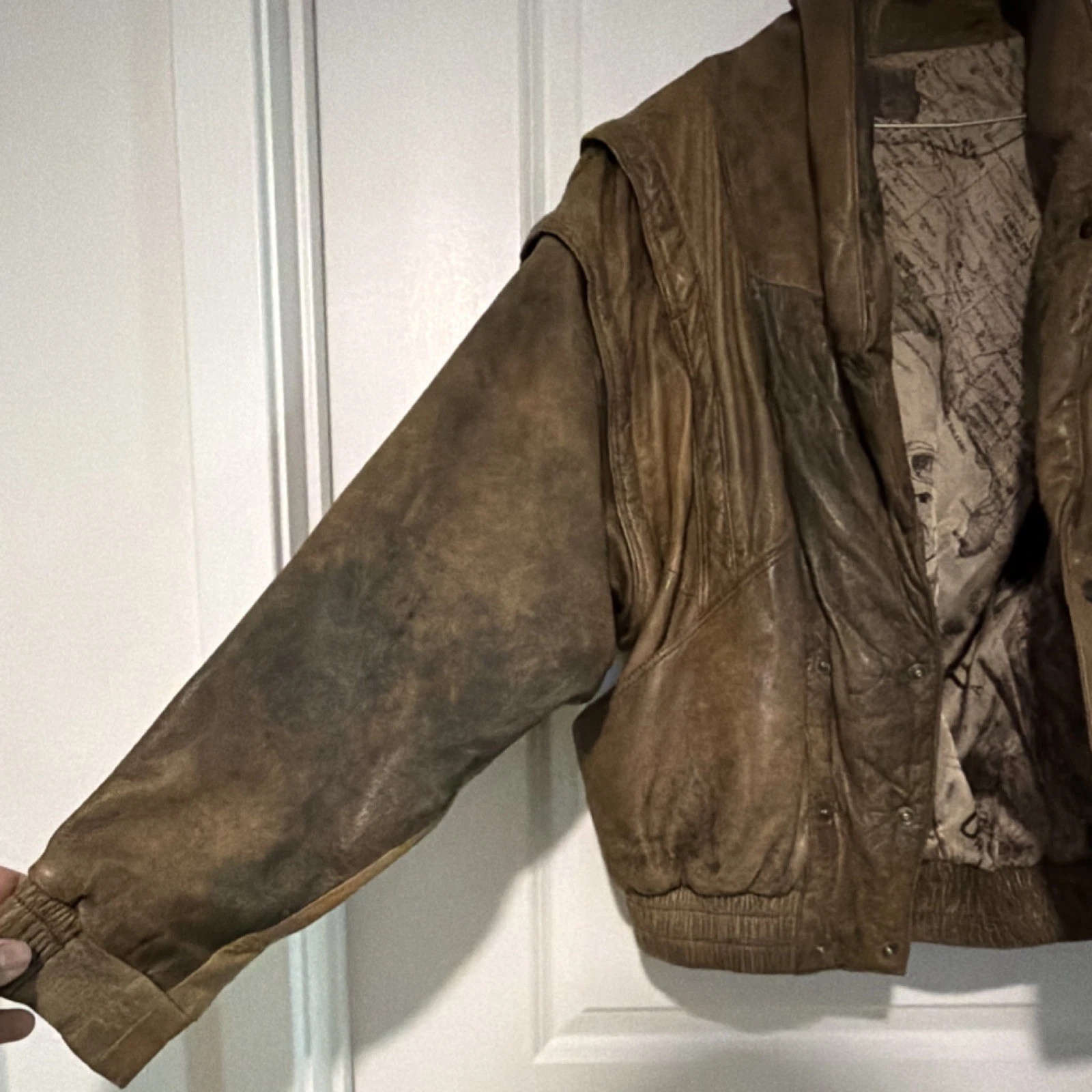 Vera Pelle “Top Gun” Brown Bomber Jacket Size 48 (As-Is/See Pics) image 2
