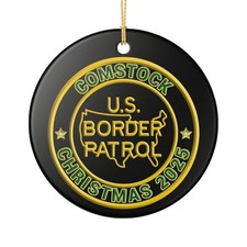 COMSTOCK SECTOR BORDER PATROL BPA 3" CERAMIC CHRISTMAS ORNAMENT MADE IN THE USA