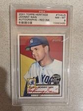 2001 Topps Heritage Johnny Sain REAL ONE AUTO Red Ink /52 - PSA 8 NM-MT - RARE