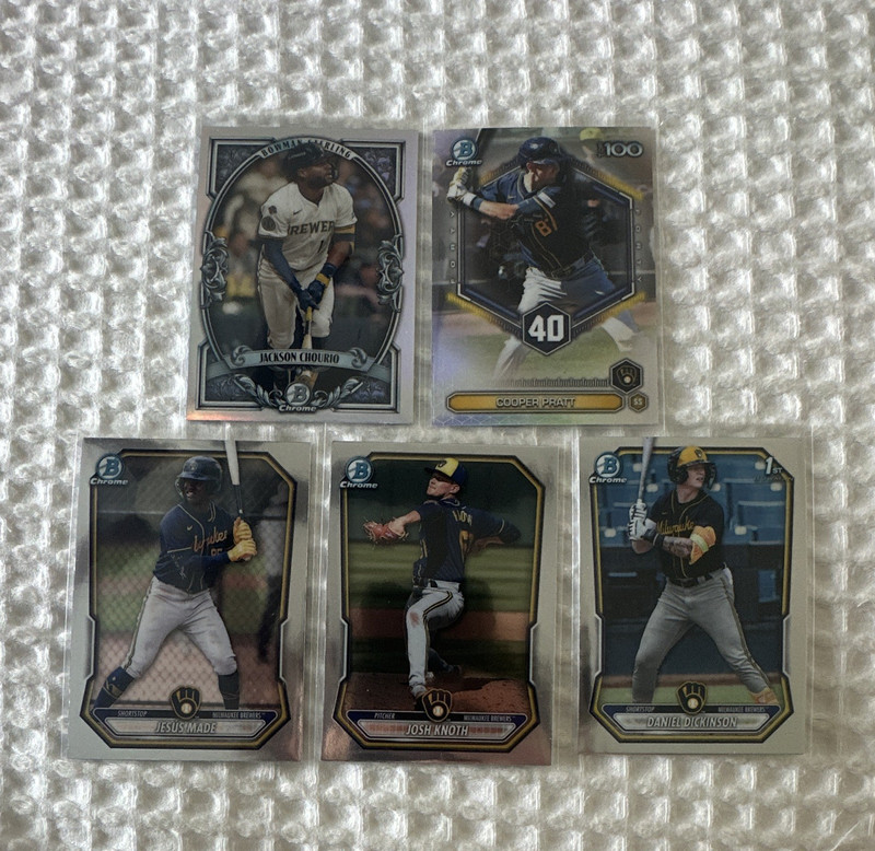 Topps 2026 Bowman Chrome Brewers Prospect 5-CardLot Chourio Pratt Special Insert