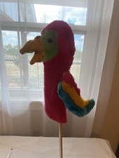 R. Dakin Parrot Red Hand Puppet 10" Plush Vintage Blue Yellow Korea Home School