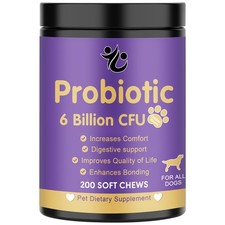 YL Probiotics 6 Billion CFU for Dogs 200 Soft Chews for Gut Digestive Health