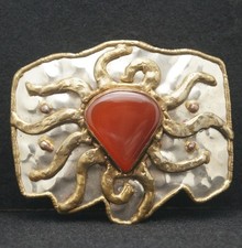 WE07112 FANTASTIC VINTAGE 1970s ABSTRACT DESIGN ARTWORK FASHION BELT BUCKLE