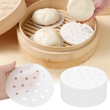 400pcs Air Fryer Liners, 4 inches Bamboo Steamer 4-Inch(400PCS), White