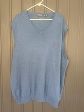 Polo Ralph Lauren Sweater Vest Mens Size XXL Vneck 100 Pima Cotton Navy
