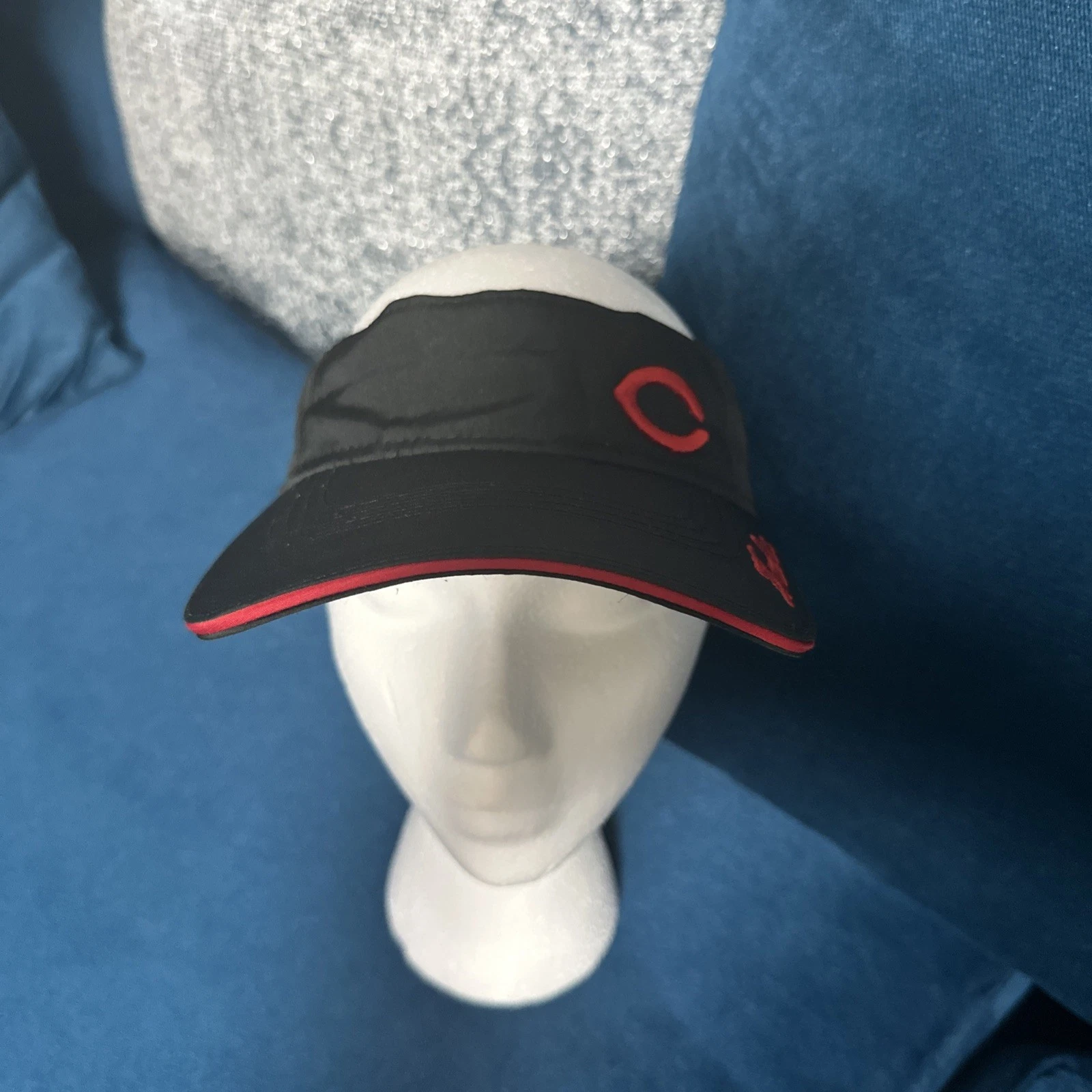 Hiroshima Carp New Era Baseball Sun Visor Black Red Adjustable Japan Used - thumbnail 2