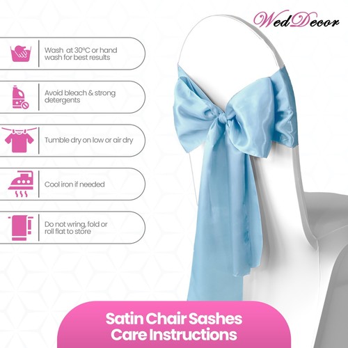 Satin Chair Sashes for Wedding Wider Fuller Bows Sash Banquet Event Decor Party - Picture 91 of 301