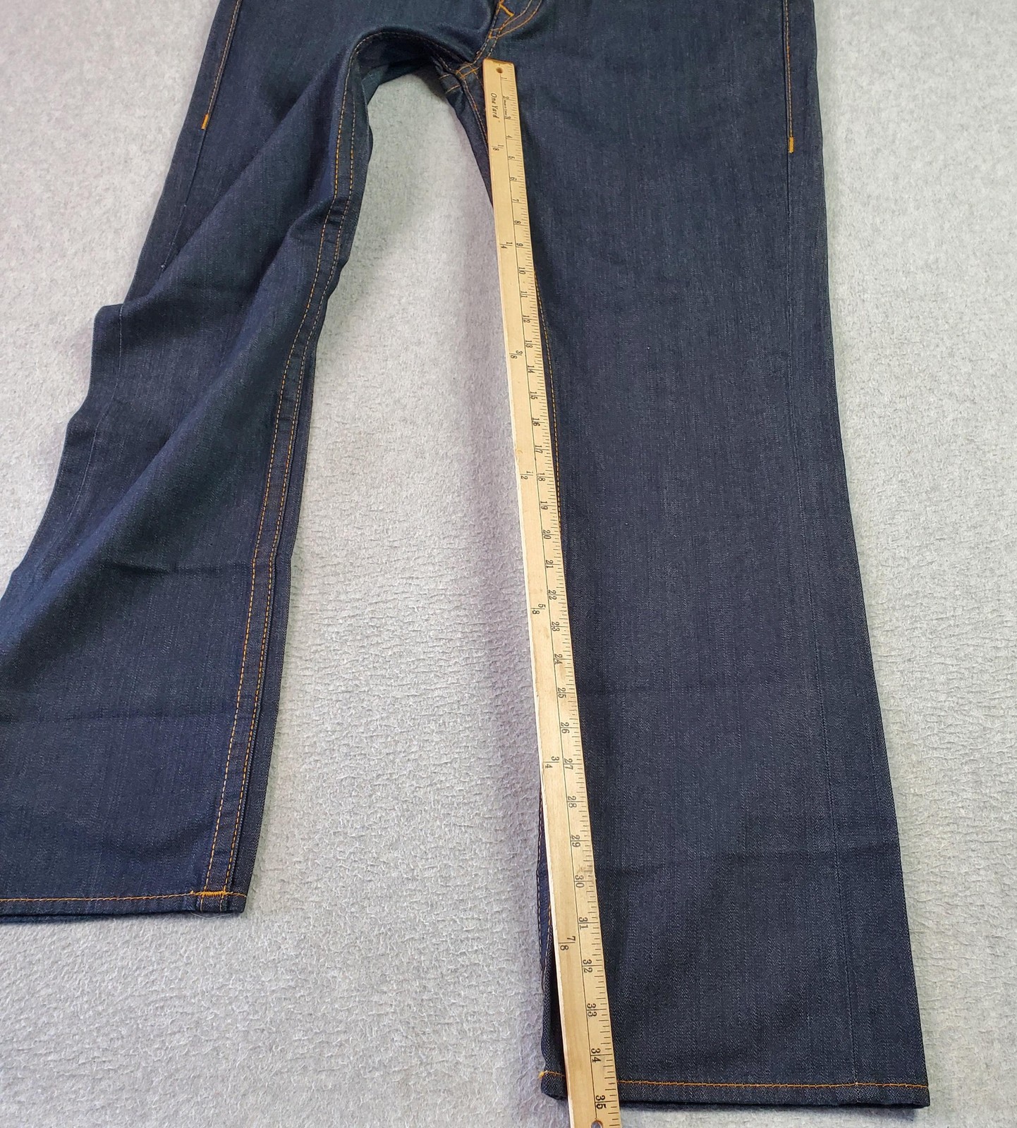 True Religion Jeans Mens 36 Dark Wash Straight Flap Pockets Orange Stitching thumbnail 7