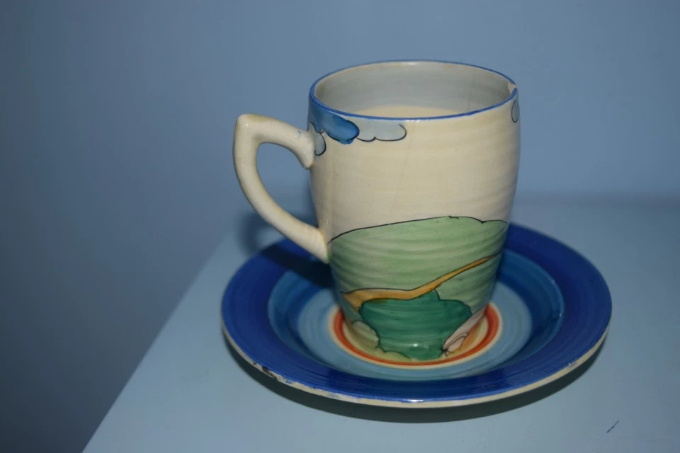 An extremely rare Clarice Cliff Lynton Coffee can and saucer "Blue Firs" 1933 - image 2 of 4