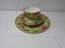 Royal Albert Old Country Roses Bone Green Chintz Plate Saucer Tea Cup Trio Set