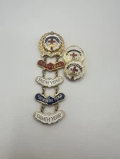VTG Baptist Universalist Sunday School Service Pins Gold Tone Enamel X3 Read