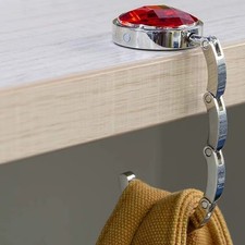 Portable Round Acrylic Table Hook Crystal Folding Bag Hanger Desk Purse Holder