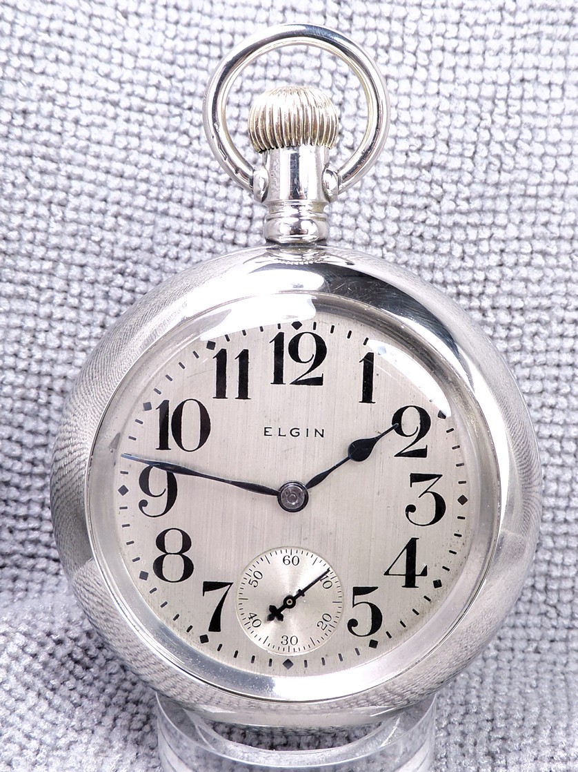 1928 Elgin 18 Size, 15 Ruby Jewels, Rare Dial, Heavy Nickel Case, Just Restored!