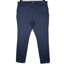 PAIGE Made in USA Graham Trouser Stretch Solid Rich Navy Blue Men Pants 38