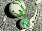 🫧🫧GREEN SWIRL  HAND CRAFTED PELTIER MARBLES.   SET OF 2.  3/4   &  5/8  🌘 — photo 1