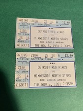 Detroit Red Wings-Minnesota North Stars Lot Of 2 Tickets Nov.5/1991 Joe Louis Ar