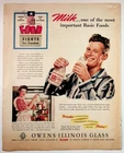 Owens-Illinois Glass 1943 Vintage Milk Print Advertisement 10x13