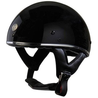 Torc T5 Half Shell Fiber Glass Motorcycle Helmet - Gloss Black Chrome - Small