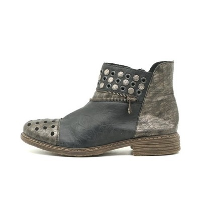 Rieker Damen Y9432 Stiefeletten Schwarz Grau Kunstleder Boots Stiefelette EU 39