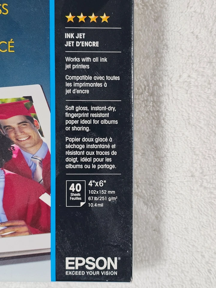 Epson Premium Photo Paper Semi-Gloss 4x6" 40 Sheets S041982 Sealed VTG 2010 NEW - Image 2 of 4