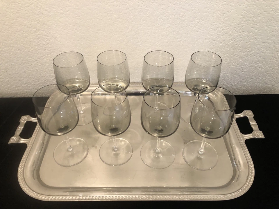Vintage - 8 - Peill Cora Crystal Smoke/Gray  Wine / Water Glasses (Rosenthal) - Image 4 of 4
