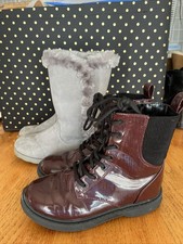 Lot Of 2 Girls Size 3 Cat  Jack Zip Up Gray Fur Winter  Shimmer Combat Boots