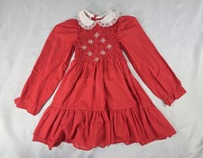Vintage Sears Winnie The Pooh Dress Sz 6x Red Polka Dot Smocked Made In USA