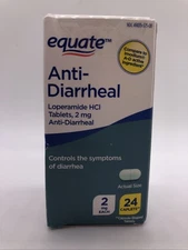 EQUATE Anti-Diarrheal 2mg / 24 Caplets - Exp. 01/2028 (damaged box)  Ref. 135