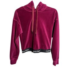 Calvin Klein Performance Velour cropped hoodie Pink Women s Size XS