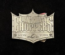 VINTAGE Orange County Choppers belt buckle features a shield-shaped design RARE