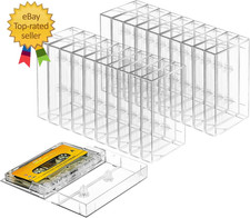 25-Pack Audio Cassette Storage Cases - Clear Plastic Cassette Tape Cases-Storage