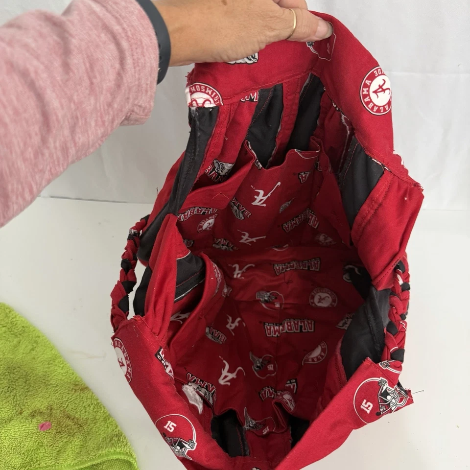 Bolso Hobo Alabama Tide Hecho a Mano Rojo y Negro Usado Foto 3 de 4