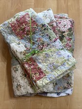 Quilt King Sz COUNTRY GREEN BLUE SAGE PINK ROSE LEAF LILAC YELLOW 3 Pc 100x94  