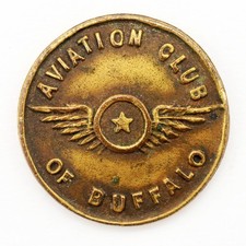 Rare 1910s-30s Aviation Club of Buffalo Screwback Badge Pin Early Pilot Badge