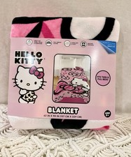 Hello Kitty Kid's Plush Blanket 62" x 90" Pink Wild Bow Fits Twin  Full Beds