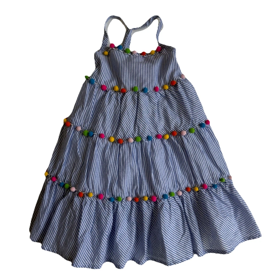 批量 3 件 女孩 连衣裙 尺寸 4T Tommy Bahama 连衣裙 荷叶边 钩针 Pom 柠檬 — 第 2/4 张图片