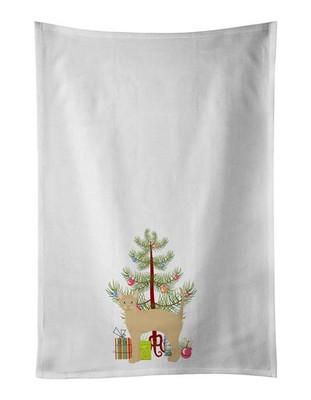 NEW German Rex Cat Christmas Kitchen Towel Set of 2 White Dish Towels
