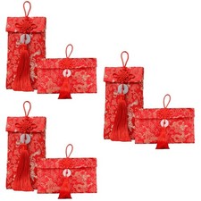 6 Pcs Chinese Style Red Envelopes Festival Red Packets Brocade New Year