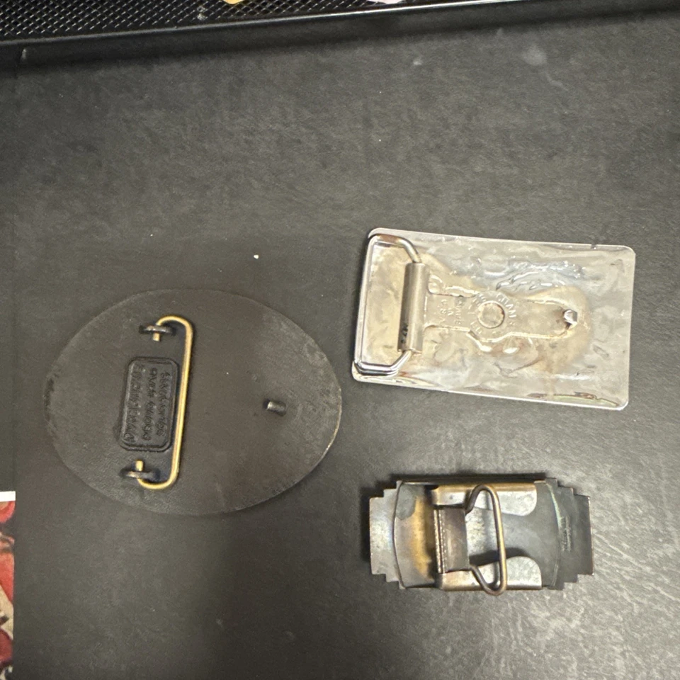 3 Belt Buckles Chambers Belt Co.made in USA, Dyna  Provo Utah, College seal - Image 2 of 4