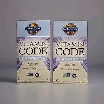 Lot of 2 Garden of Life Vitamin Code Men's 50 & Wiser Men Multivitamin, 240 Each