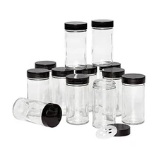 Kamenstein 5244227 Empty Jars With Black Cap Set Of 12, 3-Ounce Free Shipping