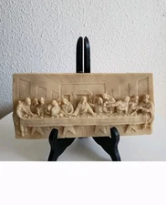 Vtg The Last Supper Wall Hanging 3D Resin Raised Relief Plaque 9.5" x 4.25"