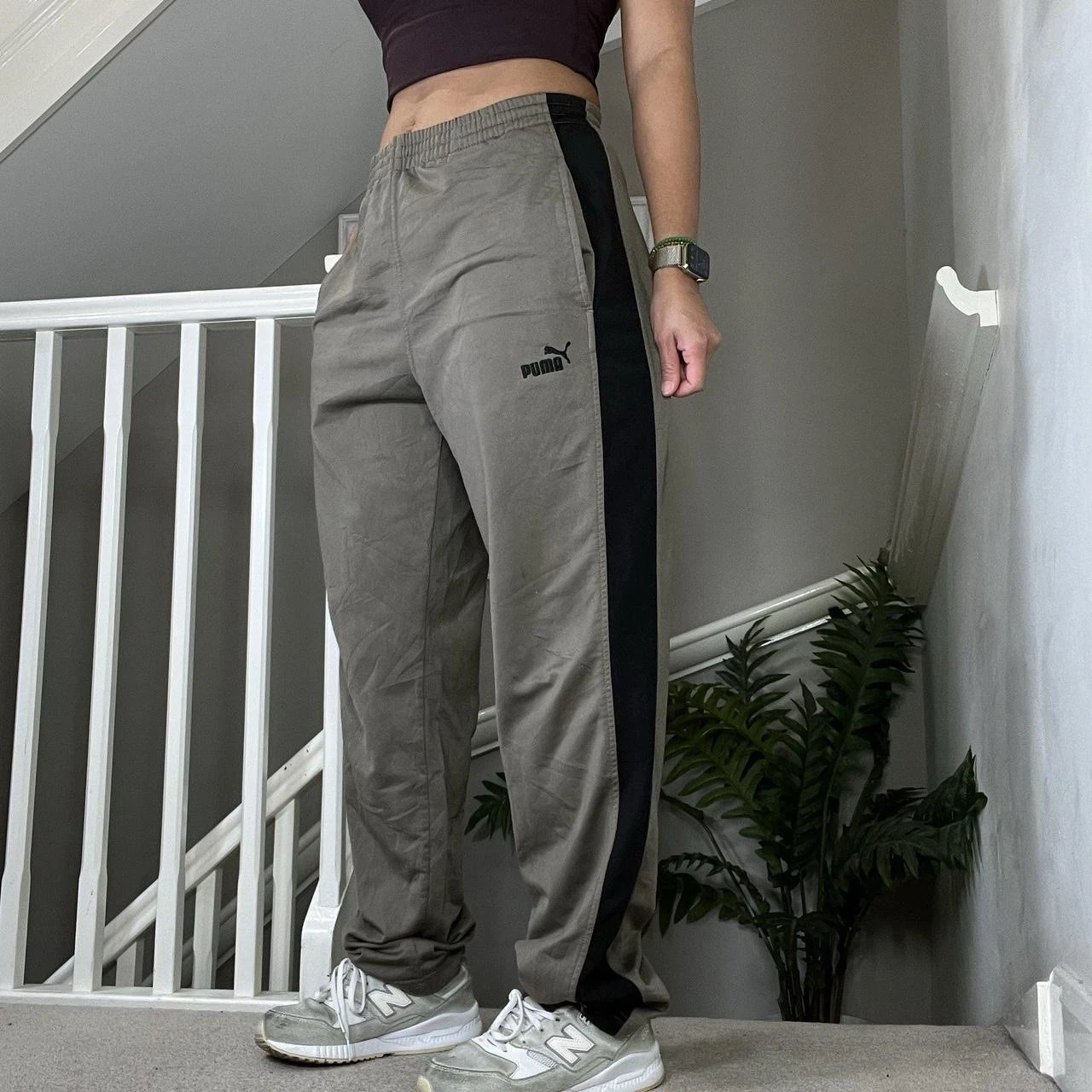Vintage Puma Softshell Tracksuit Bottom Size S Unisex Retro Khaki Brown Loose