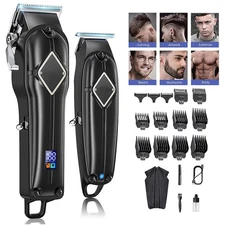 Professional Hair Clippers Cutting Trimmer & Cutting T-Blade Trimmer Kit for Men