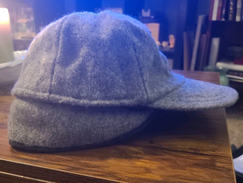 Vtg Men's Beaver Brand Crown Cap Wool Blend Railroad Trapper Hat Grey