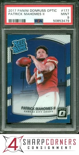 2017 PANINI DONRUSS OPTIC #177 PATRICK MAHOMES II RC RATED ROOKIE PSA 9